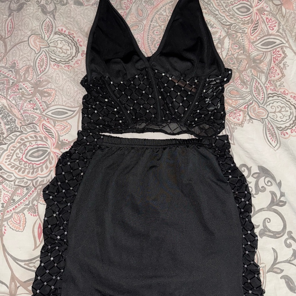 Black Mini Skirt Set